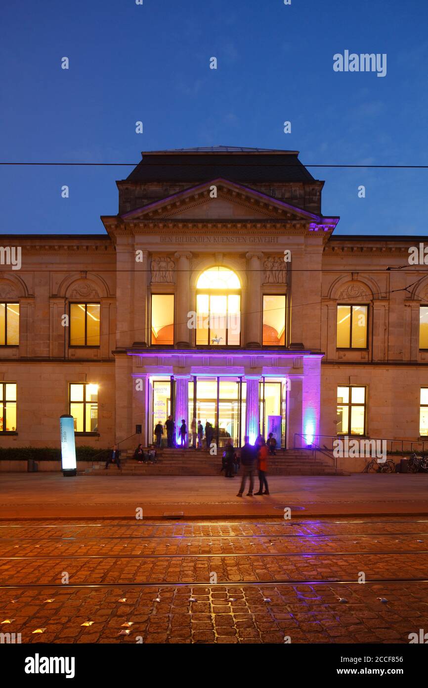 Bremer Kunsthalle in the Wallanlagen at dusk, event Long Night of the Museums, Quarter, Bremen, Germany, Europe Stock Photo