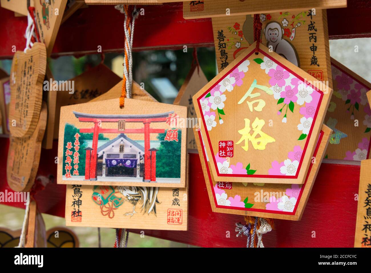 Japanese votive plaque(Ema) hanging in Utou shrine,Aomori, Aomori
