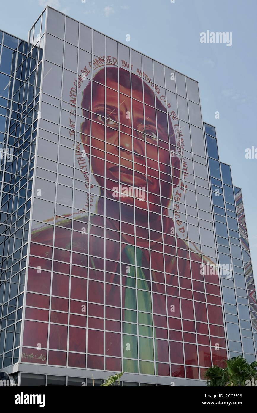 A nine-story mural of author and activist James Baldwin will posted on the side of the Ten-O-One office building  in the Roosevelt Row Arts District i Stock Photo