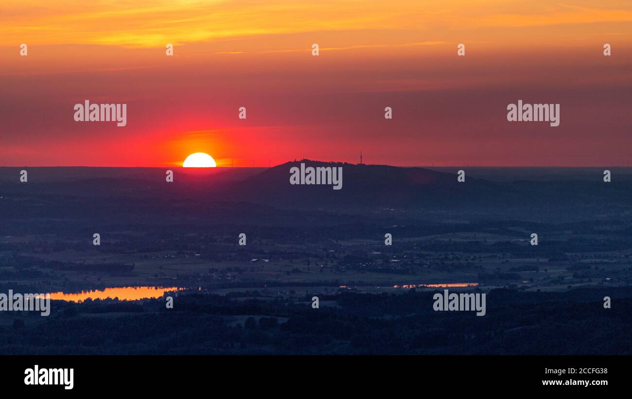 High Peißenberg and setting sun Stock Photo