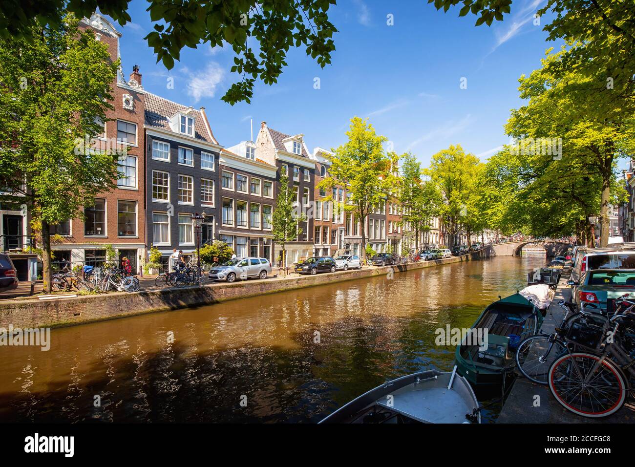 Canals of Amsterdam, the Netherlands in summer Stock Photo
