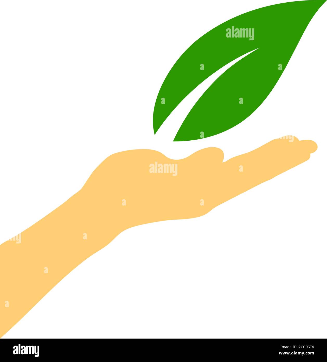 Hand Holding Leaf Icon. Flat Color Design. Vector Illustration Stock ...