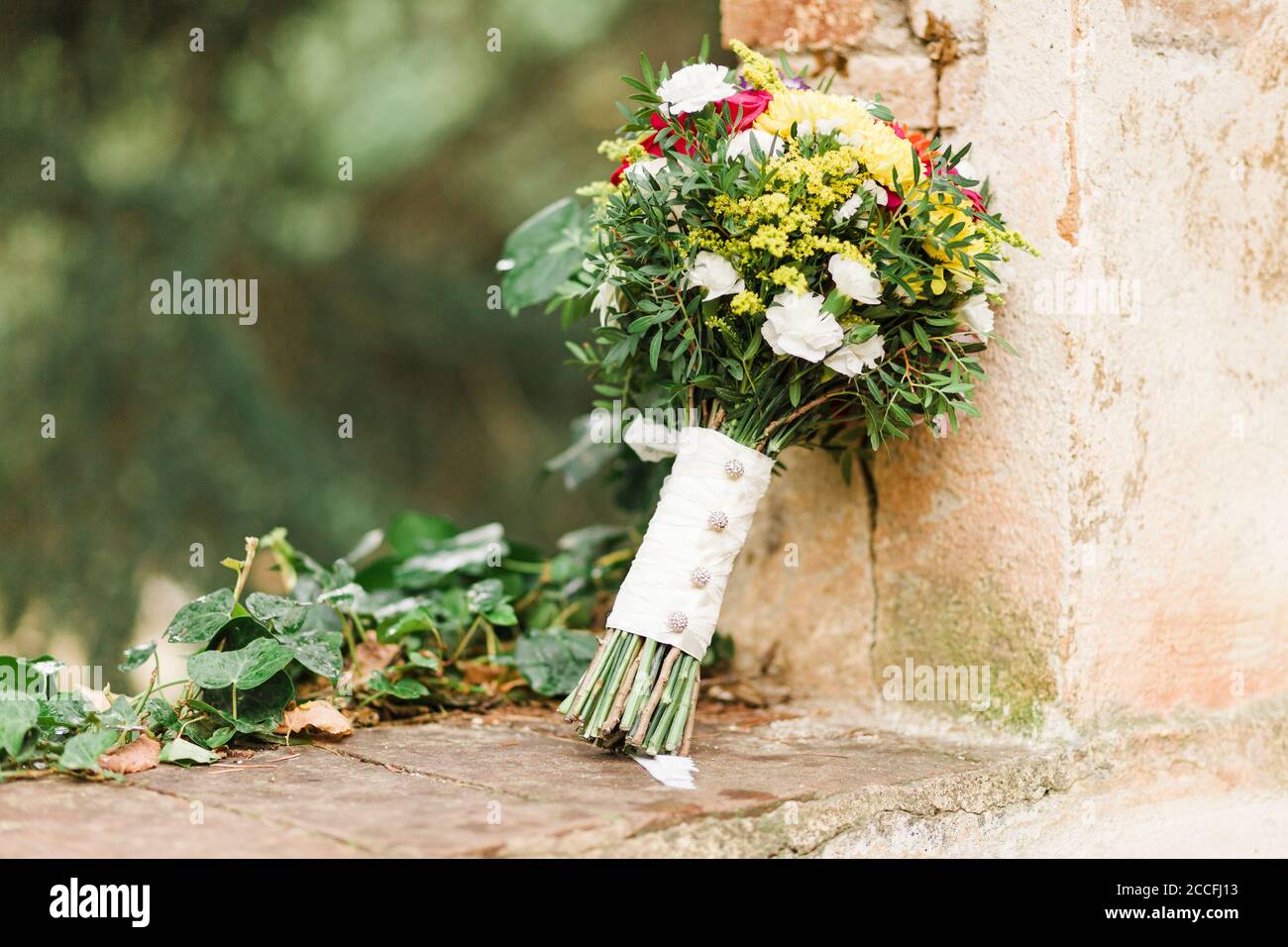 Wedding, bridal bouquet, flowers, decoration, landscape format, wall Stock Photo