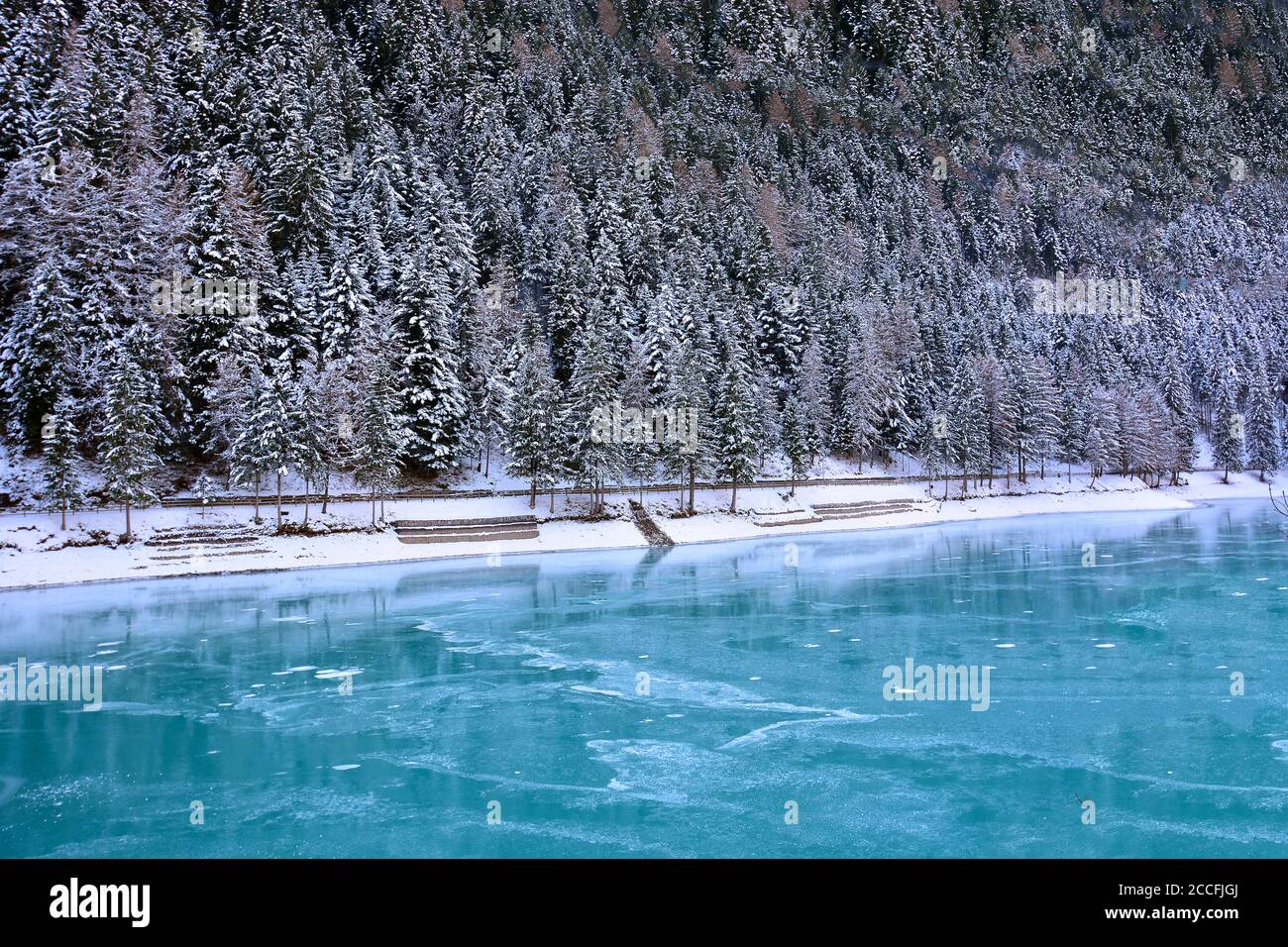 a frozen lake at high altitude Stock Photo