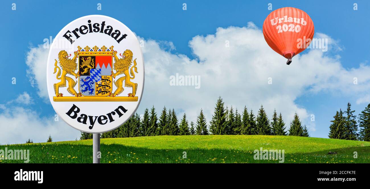 Hot air balloon, symbolic picture vacation 2020 in Bavaria Stock Photo