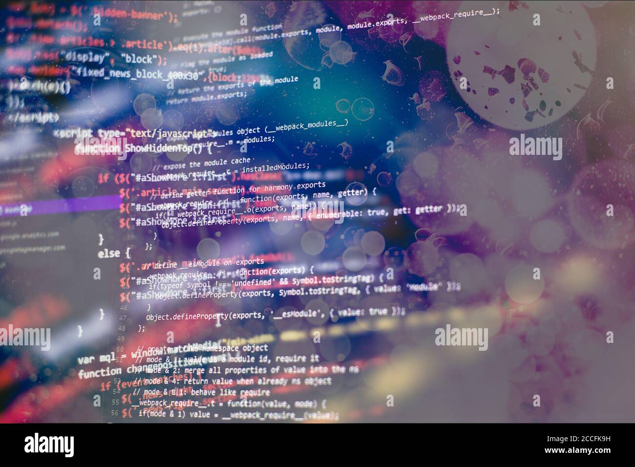 Big data storage and cloud computing representation. Template of website, selective focus. Data processing center. Data optimization. Computer interfa Stock Photo