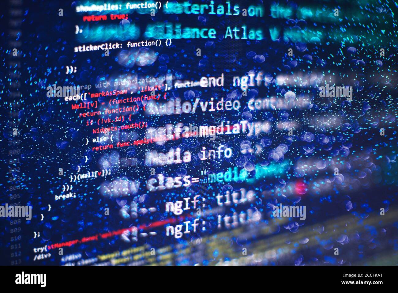 Big data storage and cloud computing representation. Template of website, selective focus. Data processing center. Data optimization. Computer interfa Stock Photo
