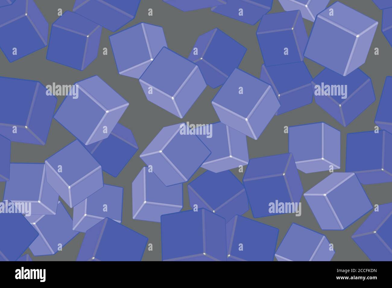 Blue Cubes Seamless Pattern on Gray Background Stock Vector