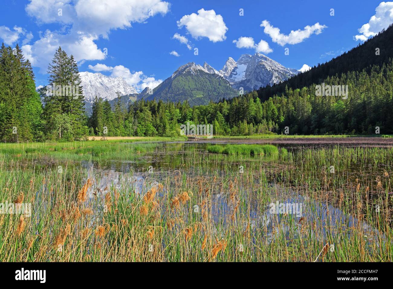 Taubensee against the Hochkalter (2607m), Ramsau bei Berchtesgaden, Berchtesgadener Land, Upper Bavaria, Bavaria, Germany Stock Photo