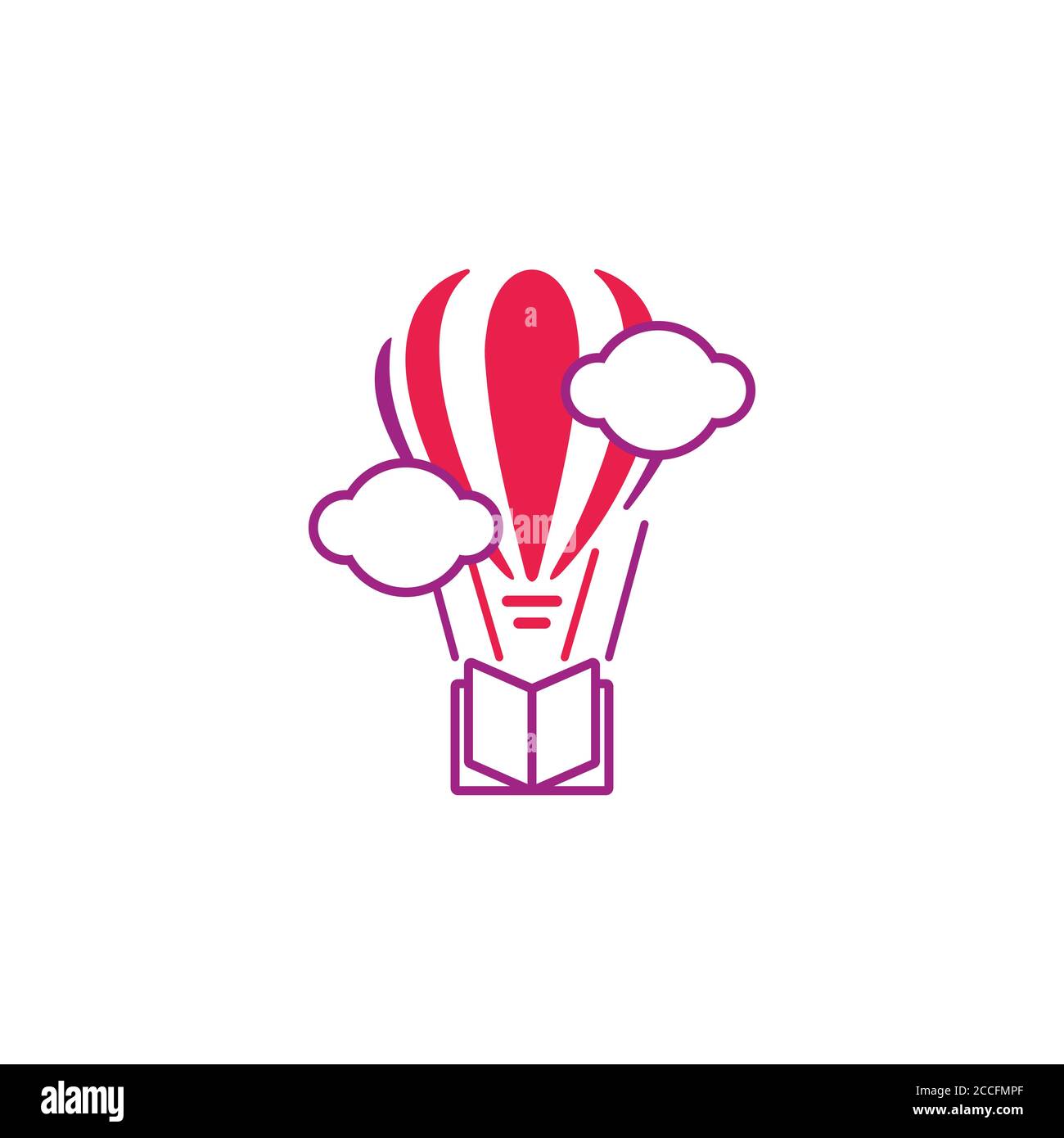 Hot air balloon icon, modern minimal flat design style symbol with book ...