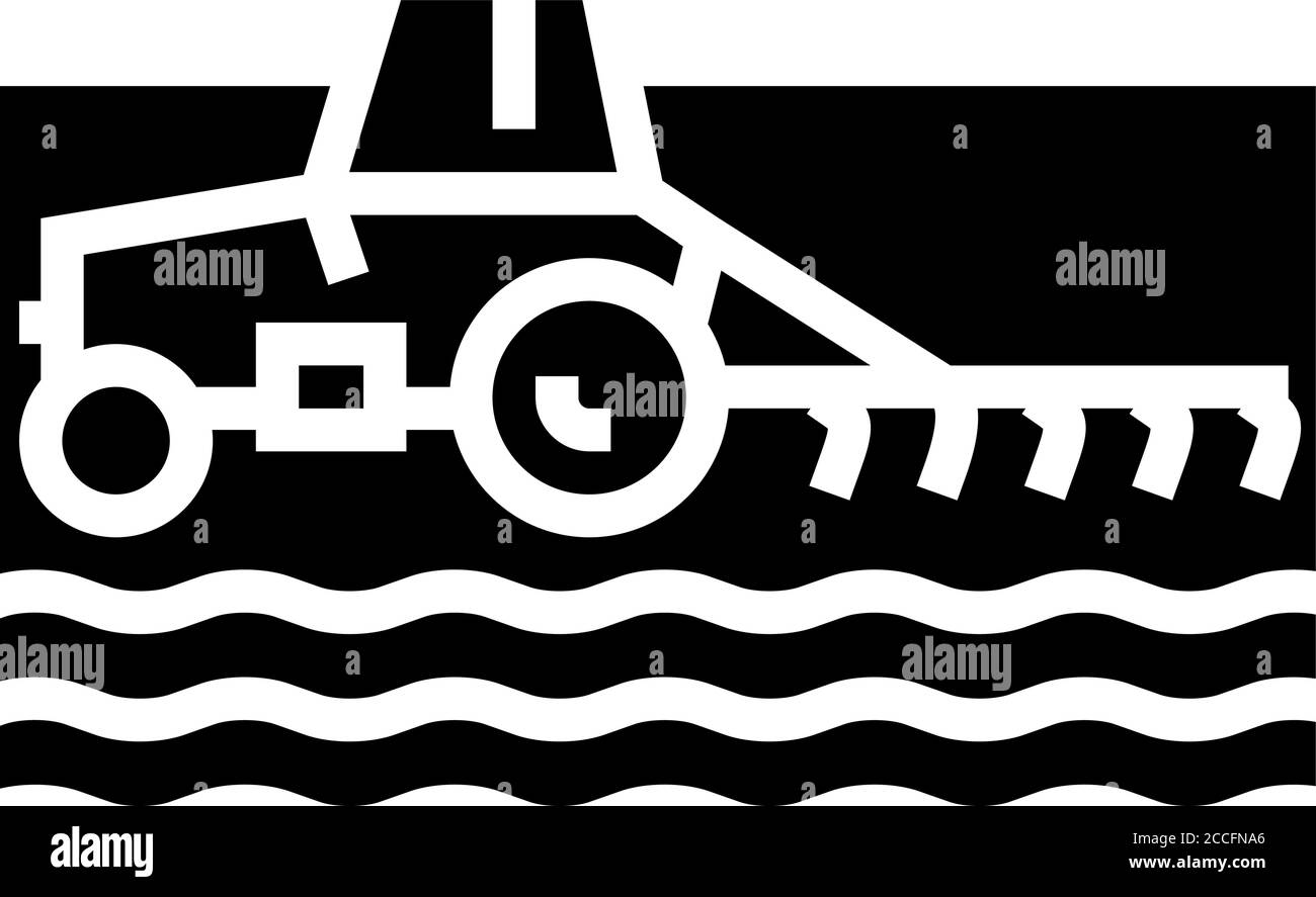 tractor cultivating field glyph icon vector illustration Stock Vector ...