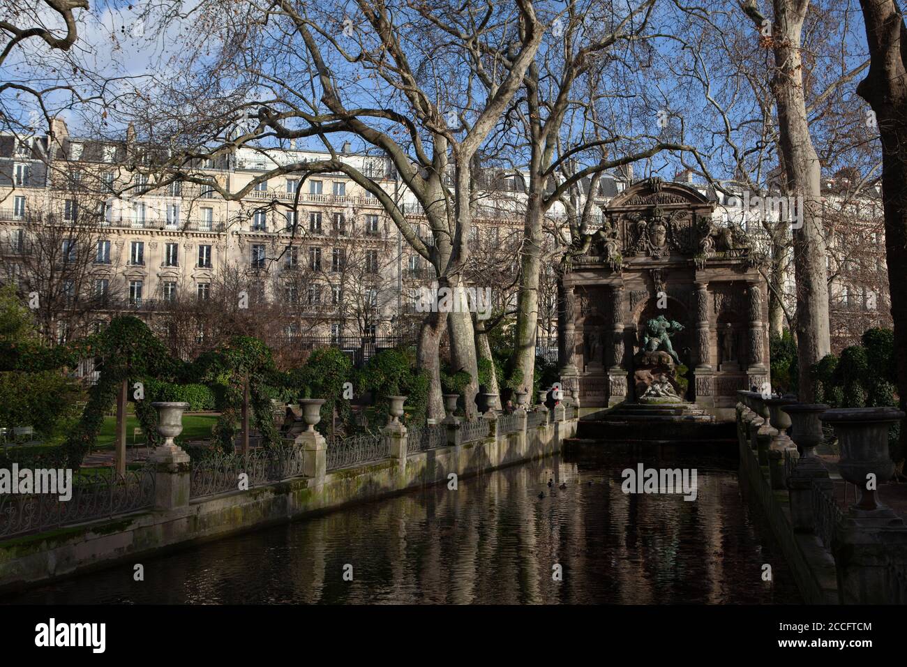 Marie De Medicis Fountain in Paris . World famous Fountain Stock Photo