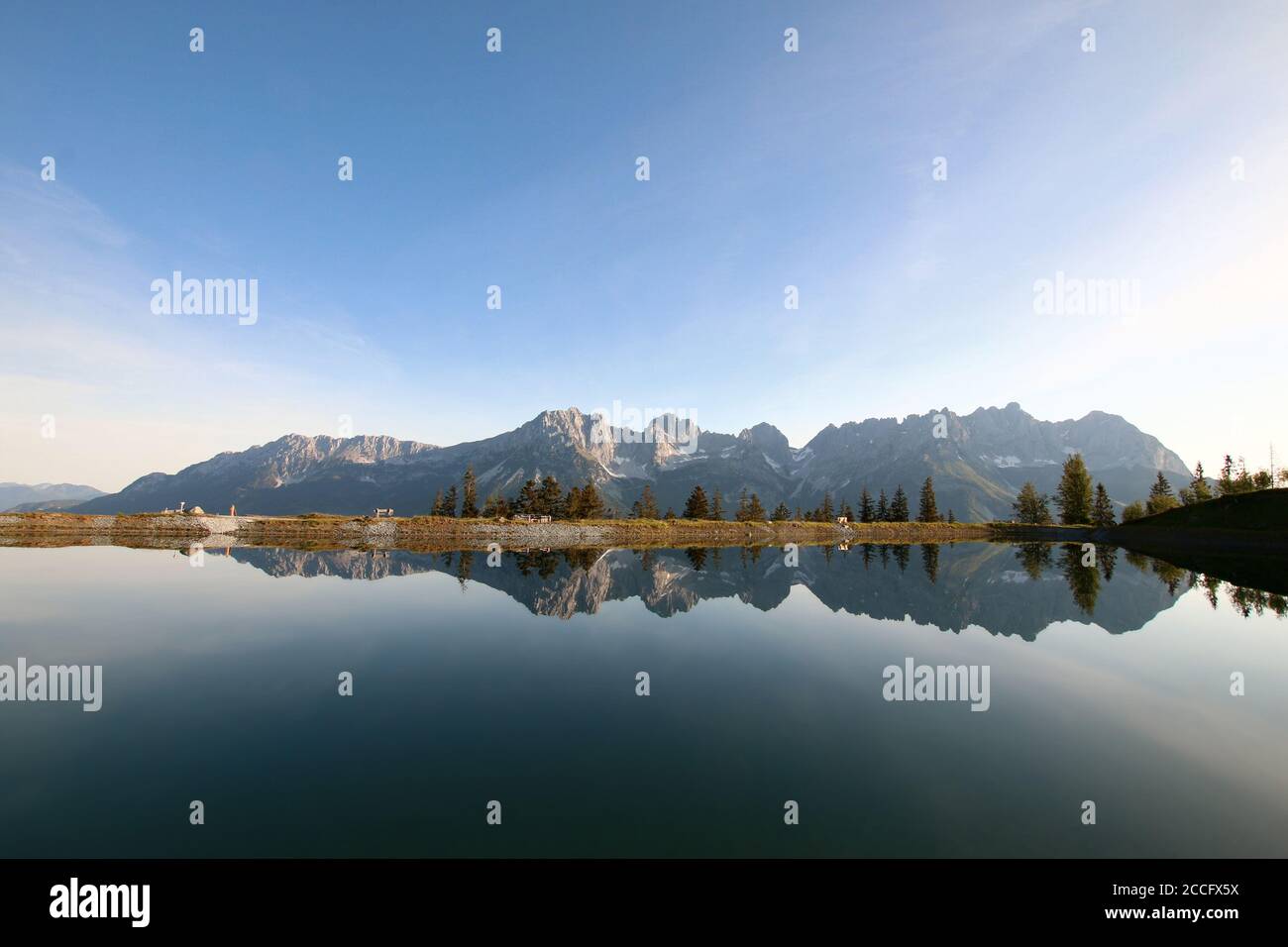 the Astberg reservoir near Going in Tirol is known as the 'mirror of the emperor' Stock Photo