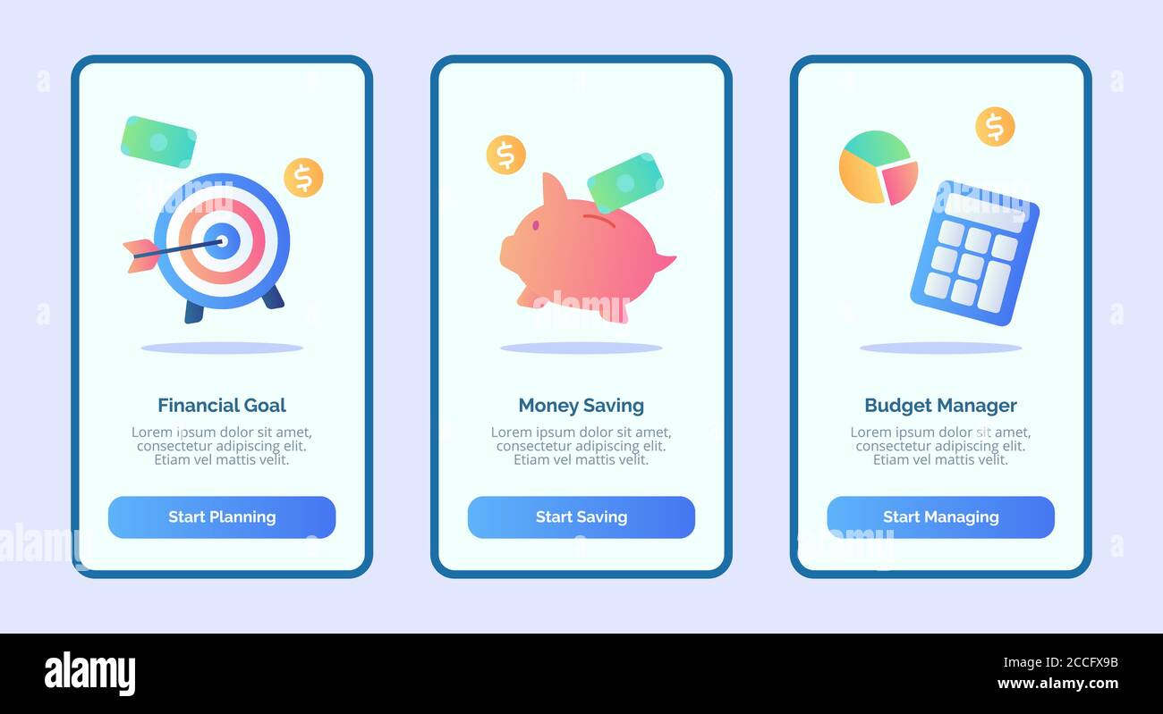 Financial goal money saving budget manager for mobile apps template