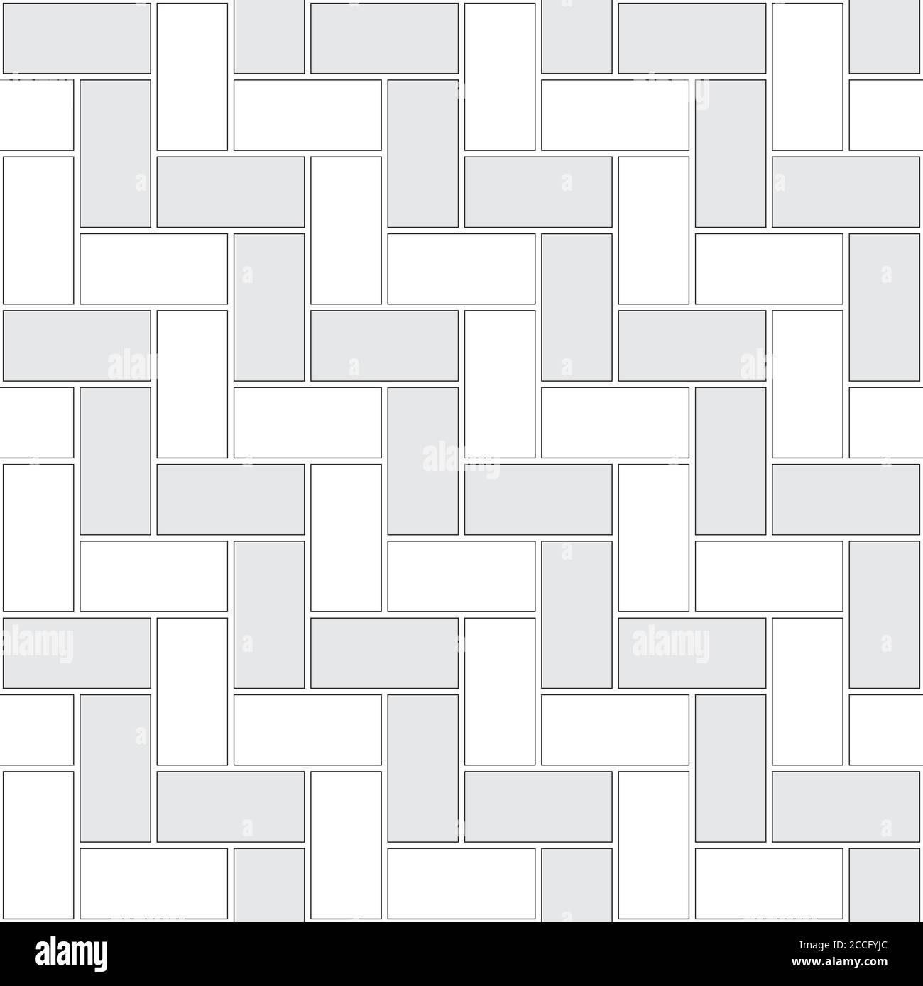 Brickwork texture seamless pattern. Decorative appearance of Header brick bond. Zigzag masonry design. Seamless monochrome vector illustration. Stock Vector
