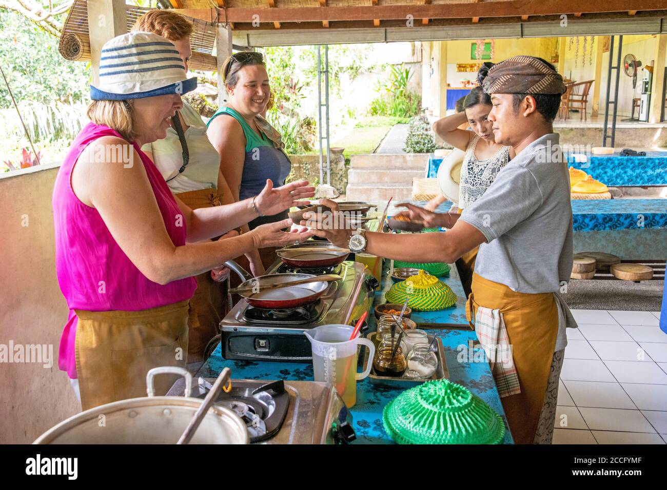 Balinese cuisine is the traditional cookery of Balinese people from the volcanic island of Bali. Using a variety of spices, blended with fresh vegetab Stock Photo