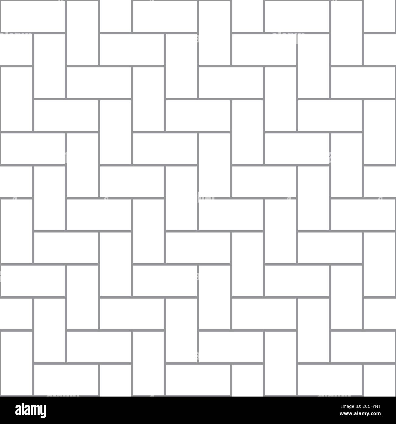 Brickwork texture seamless pattern. Simple appearance of Header brick bond. Zigzag masonry design. Seamless monochrome vector illustration. Stock Vector