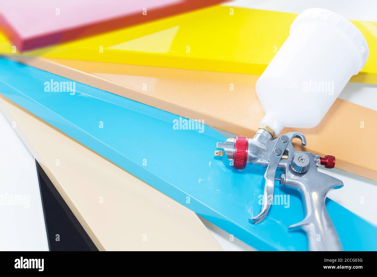 Details of furniture, painting parts with multicolored paint Stock