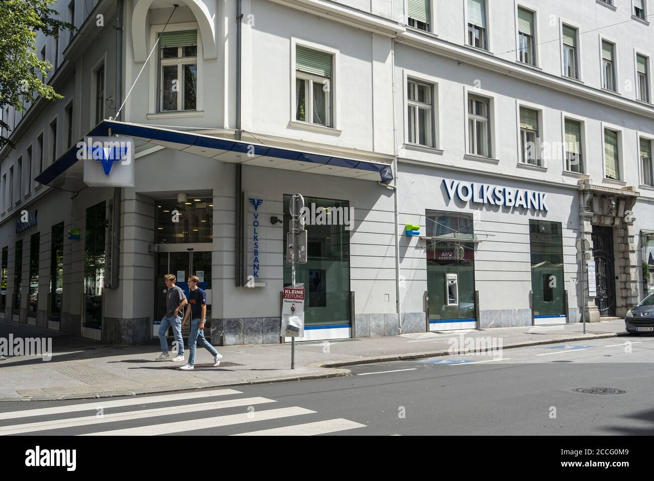 Graz, Austria. August 2020. An external view of Volksbank branch Stock Photo