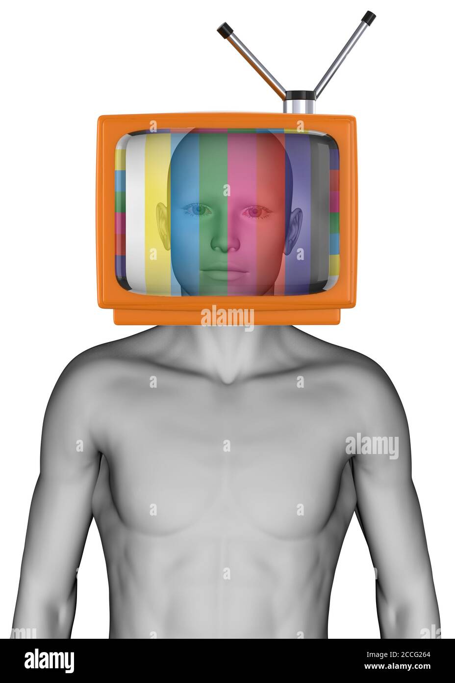 Mass Media influence our thoughts - 3D Concept Stock Photo