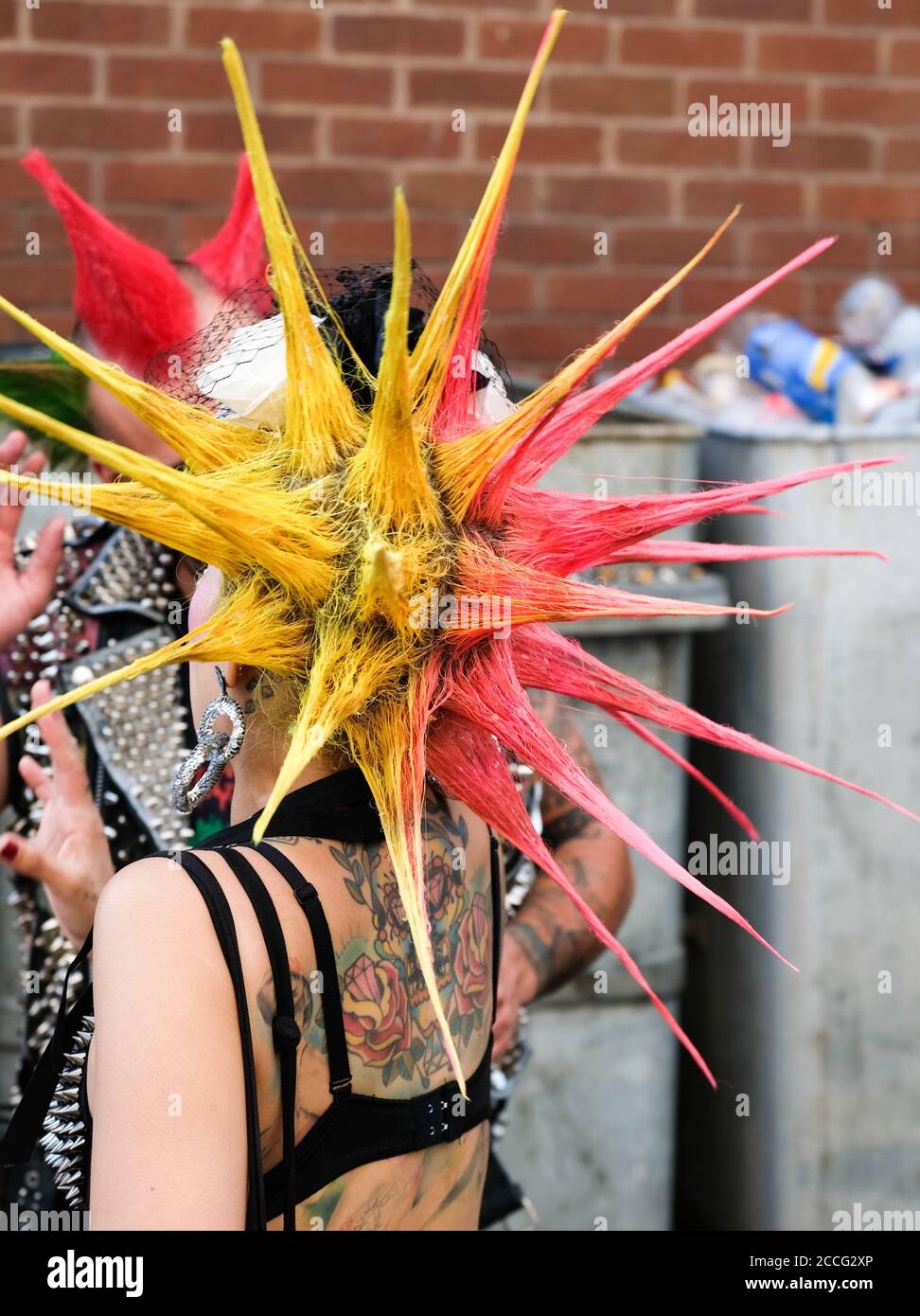 punks with vivid liberty spike hair styles Stock Photo