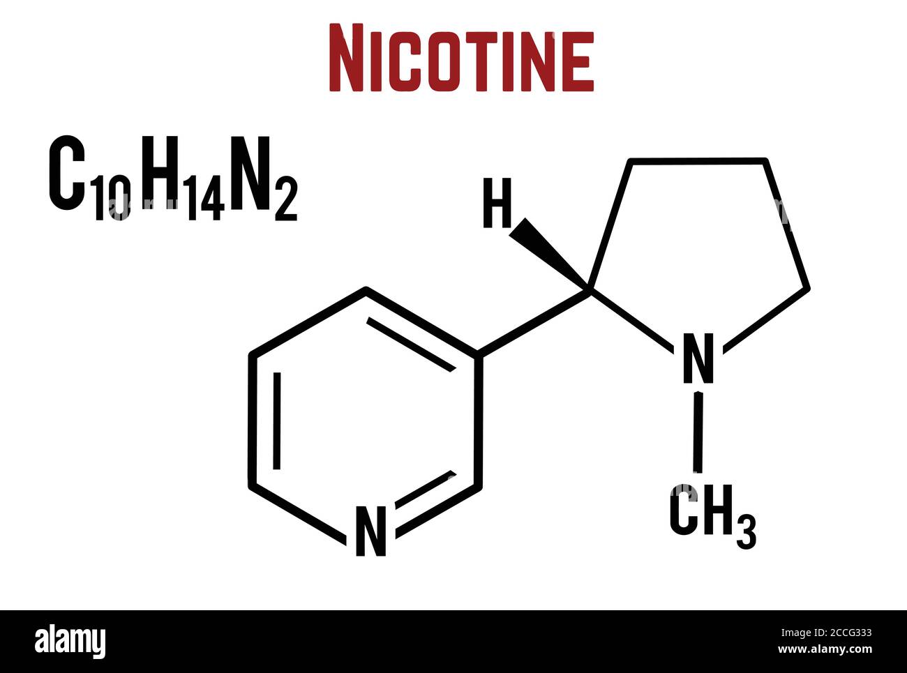 Nicotine molecular structural chemical formula on white background, vector illustration Stock Vector