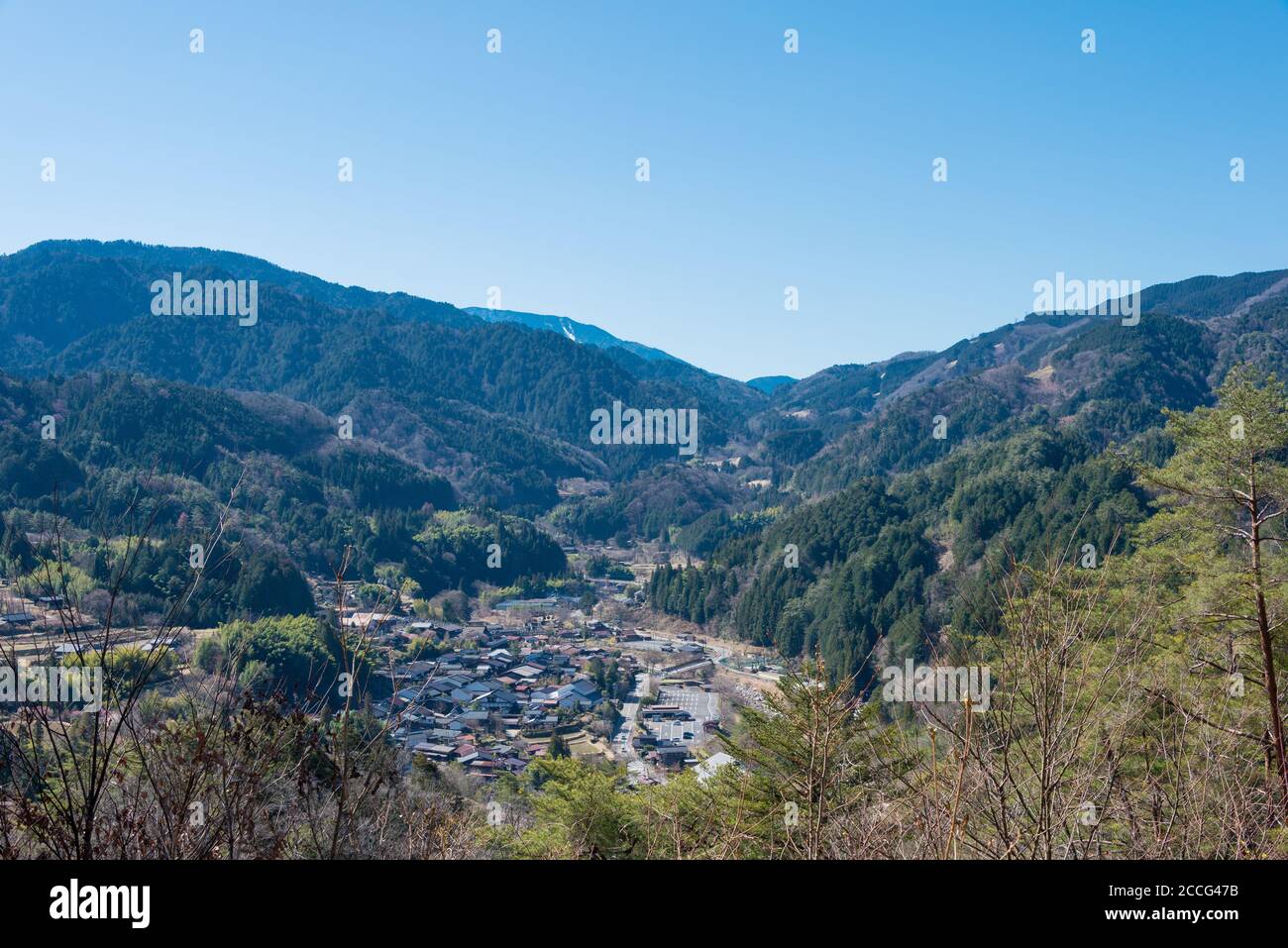 Nagano, Japan - Beautiful scenic view from Tsumago castle Ruin on ...