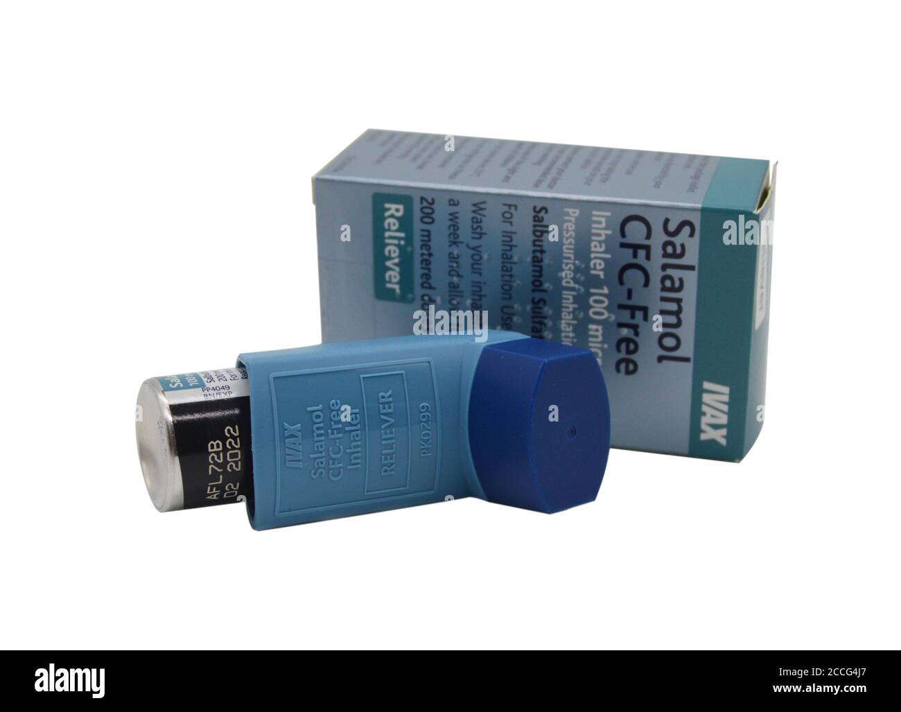 Asthma Inhaler cut out Stock Photo