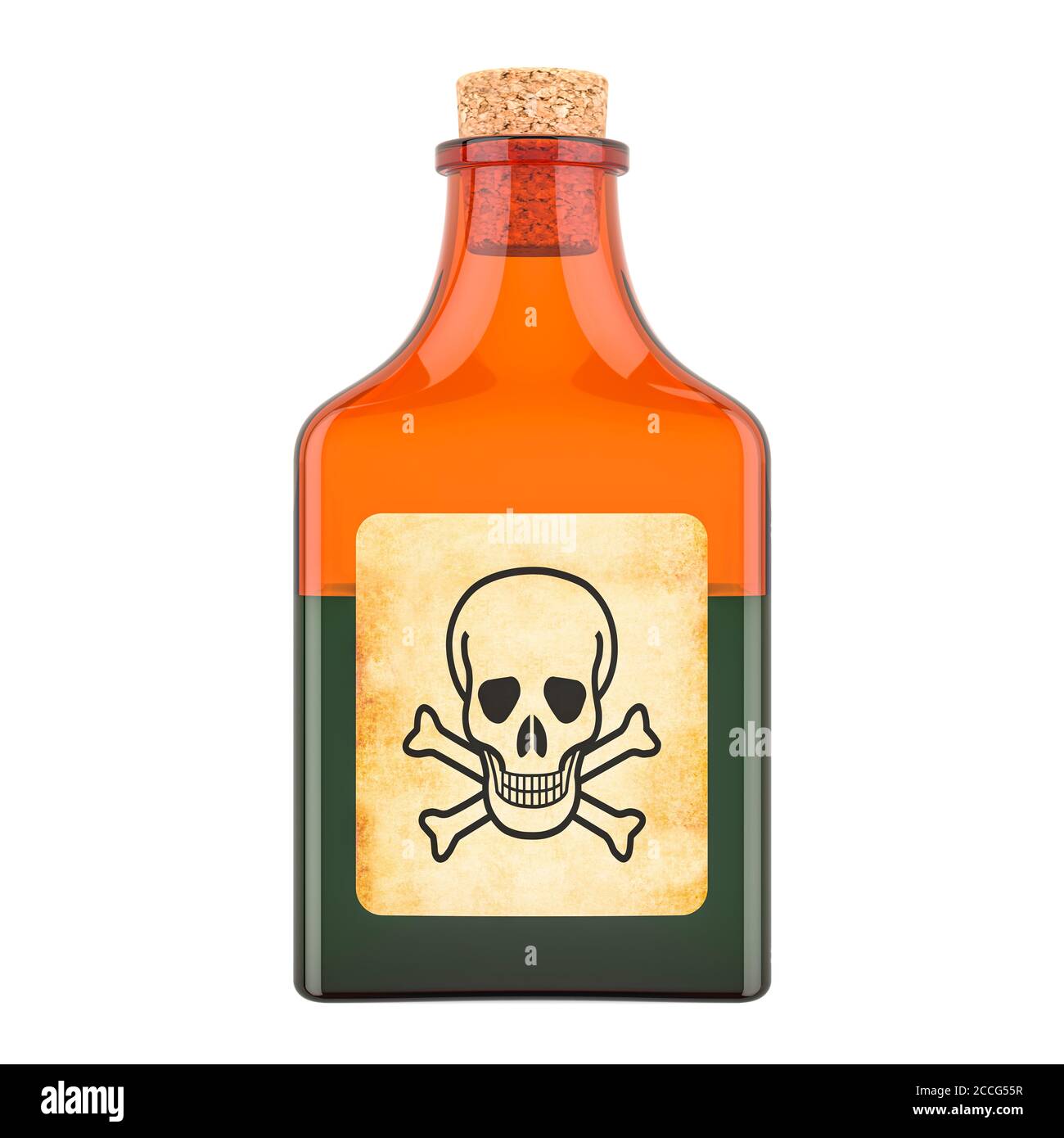 Poison bottle with cork, 3D rendering isolated on white background Stock Photo