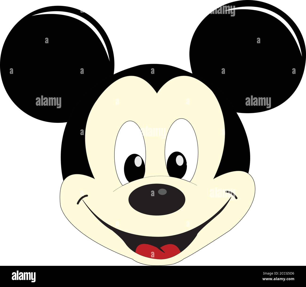 Vector Illustration of Mickey Mouse face placed on white background. Stock Vector