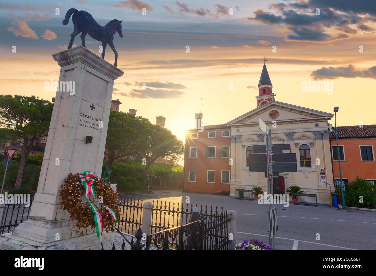 the monument to the fallen of the two world wars in the tourist resort of Cavallino Treporti, Venice, Italy Stock Photo