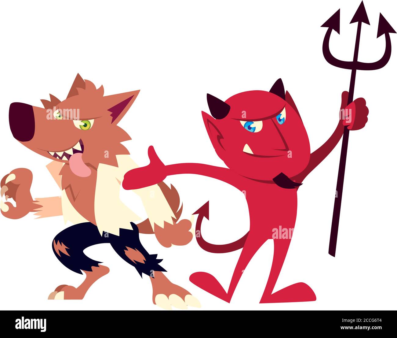 Warewolf Devil Halloween werewolf and devil cartoons design, Holiday and scary theme ...
