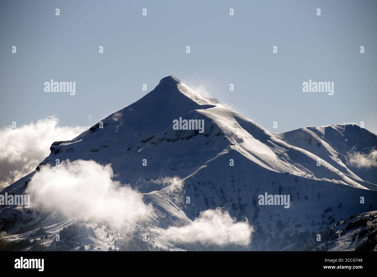 France, Alps, Haute Savoie, Mont Joli (2525m) in winter Stock Photo