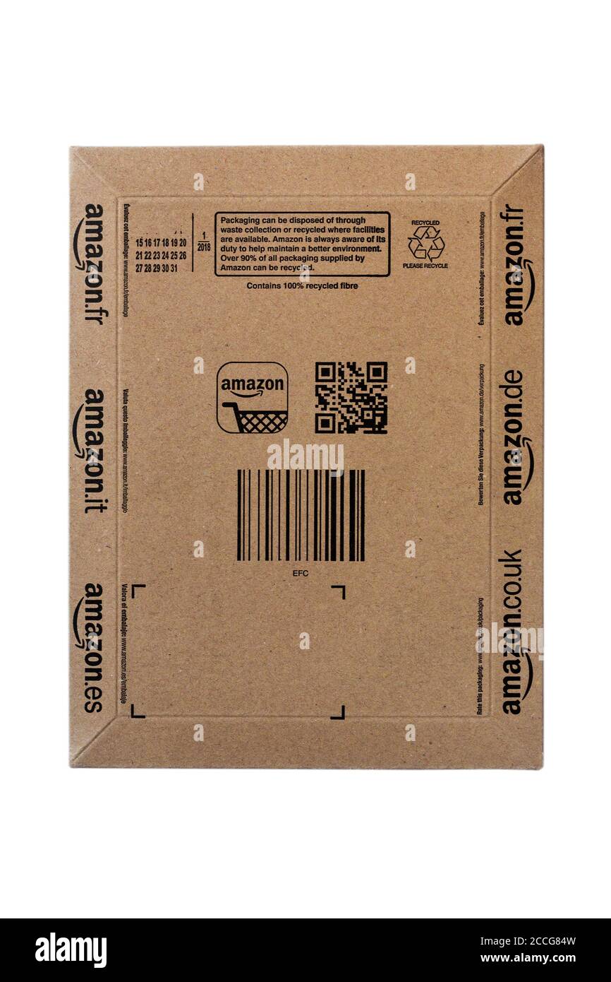 Amazon package isolated on white background Stock Photo - Alamy