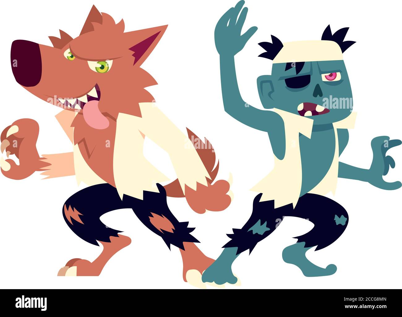 Halloween werewolf and zombie cartoons design, Holiday and scary theme ...