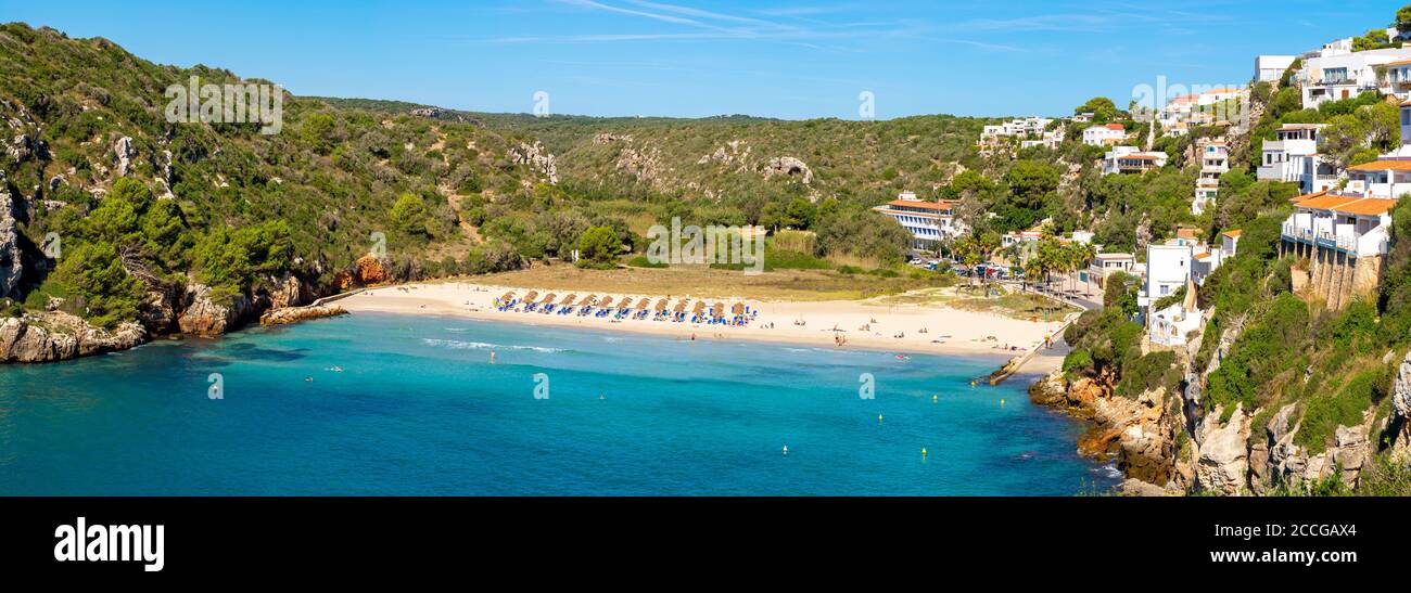 Cala En Porter Beach, one of the best resort beaches on Menorca, Spain