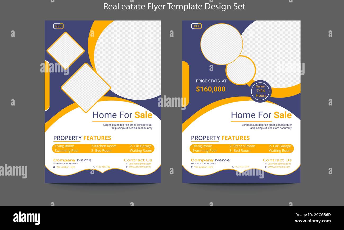 Home Sale Real Estate  Business Flyer Template Design Set. Stock Vector