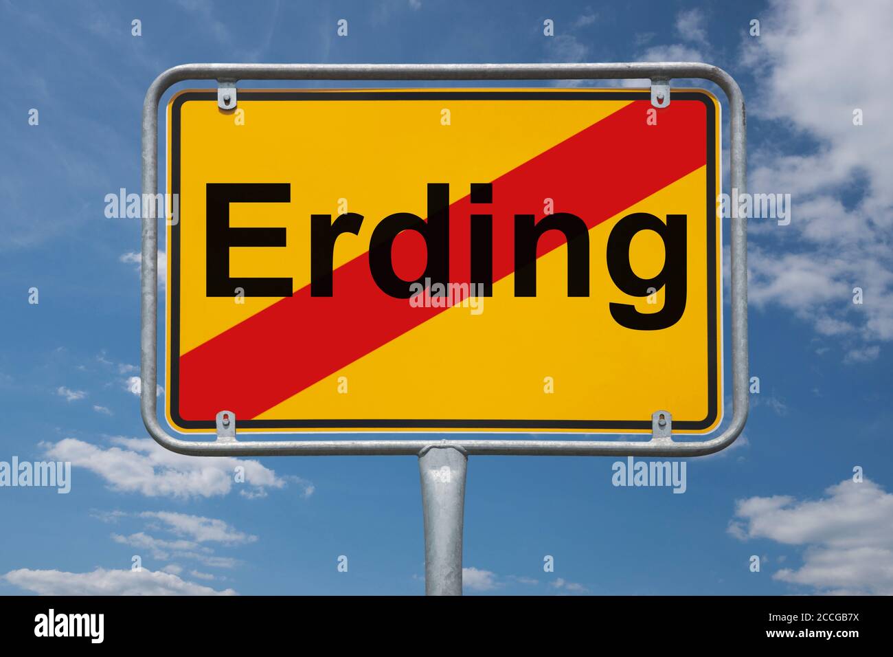 Ortstafel Erding, Bayern, Deutschland | Place name sign Erding, Bavaria, Germany, Europe Stock Photo