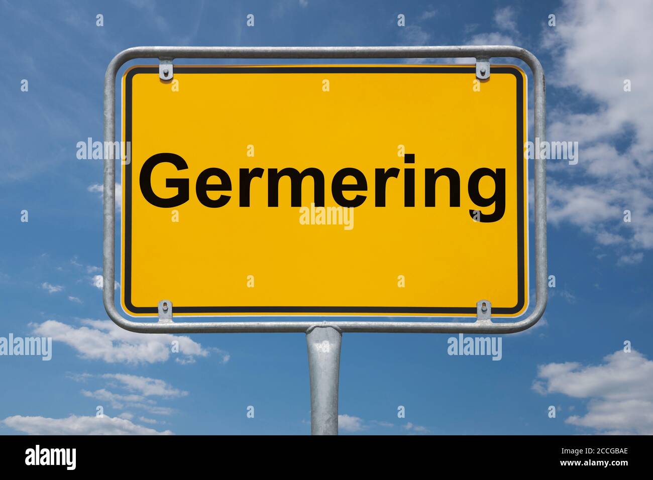 Ortstafel Germering, Bayern, Deutschland | Place name sign Germering, Bavaria, Germany, Europe Stock Photo