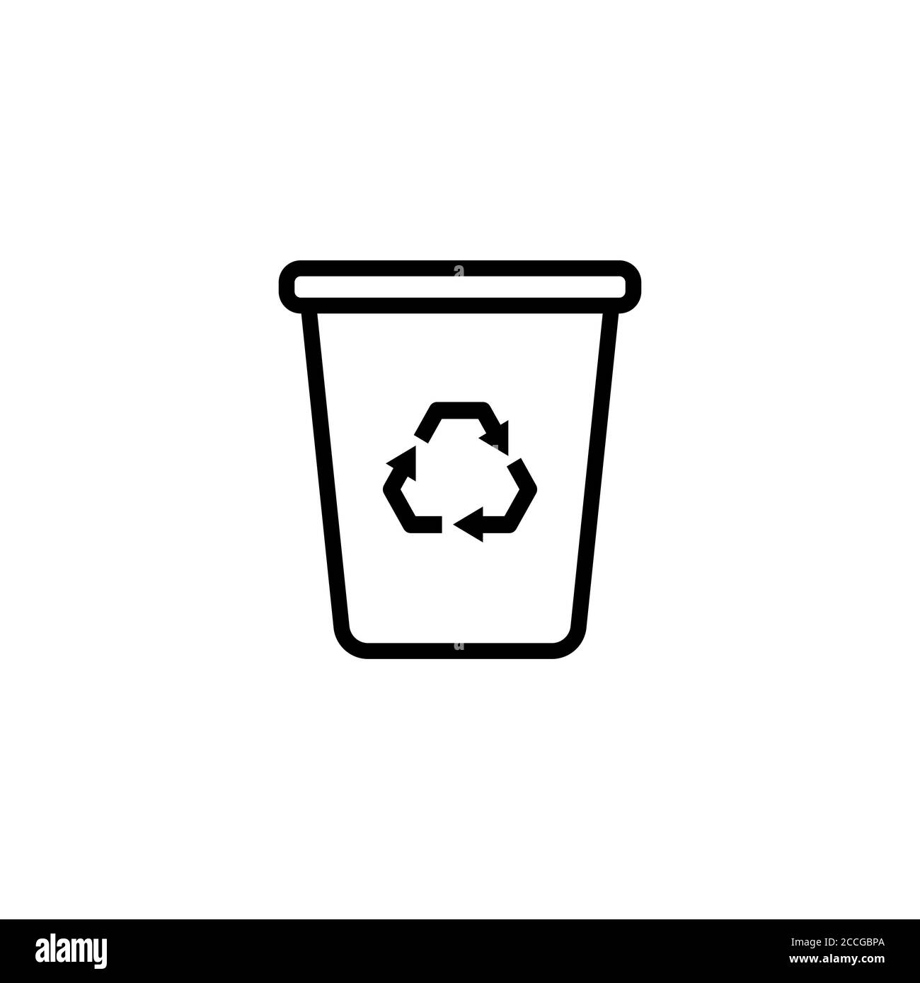 Ecology trash can line icon. Waste processing. Vector on isolated white background. EPS 10 Stock Vector