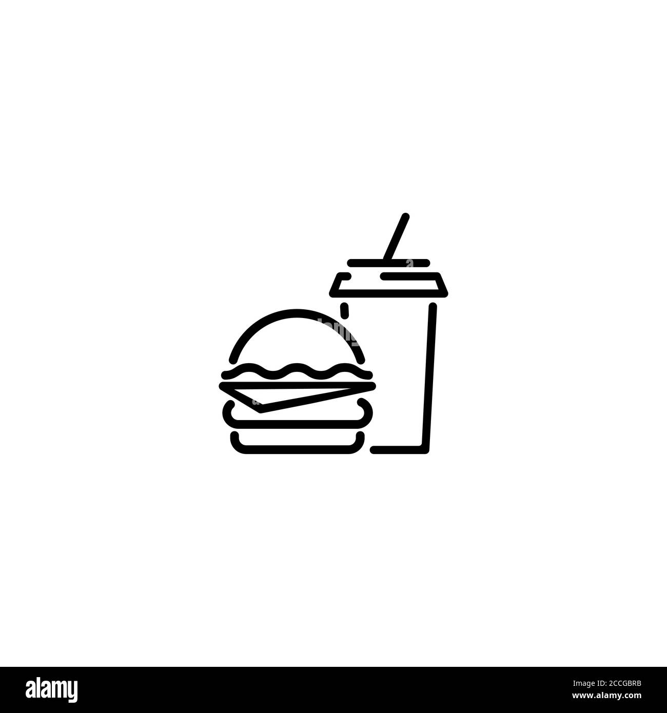 Sandwich, hamburger with drink. Vector on isolated white background. EPS 10 Stock Vector