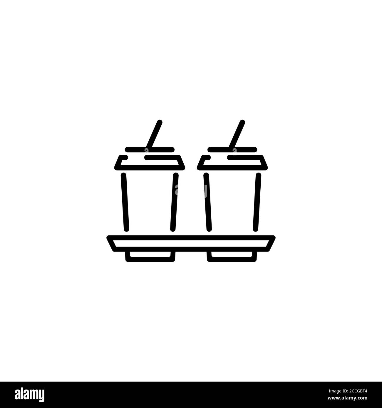 Two cup of drink icon. Coca cola, orenge juice, tea, coffee. Vector on isolated white background. EPS 10 Stock Vector