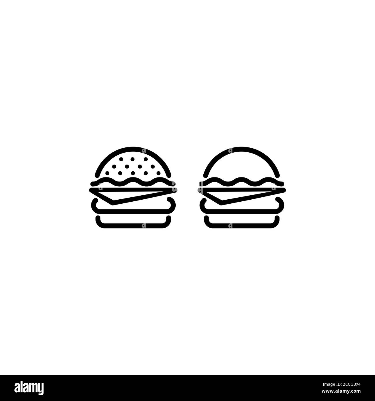 Sandwich, hamburger, cheeseburger line icon. Vector on isolated white ...