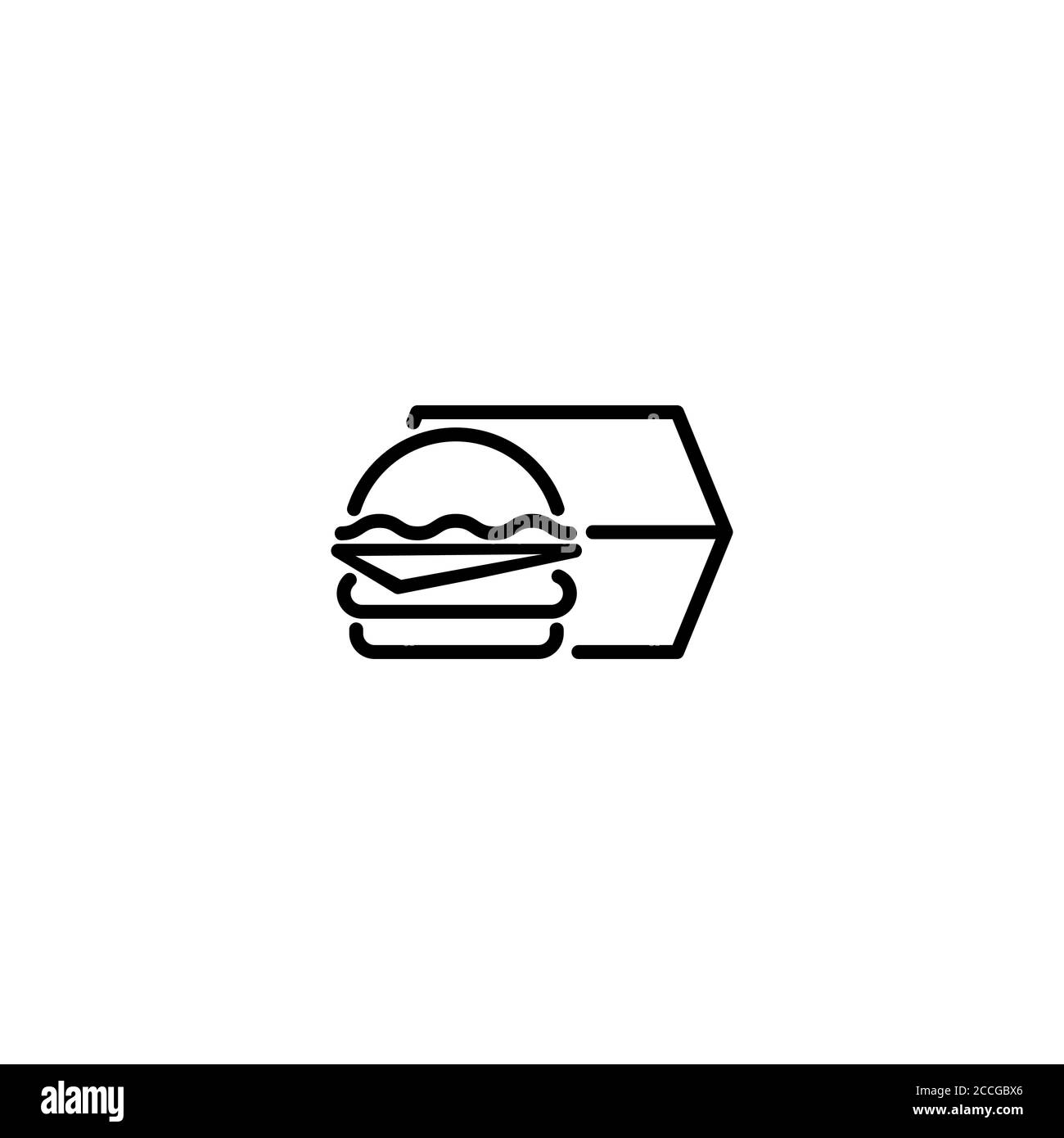Cheeseburger, sandwich or hamburger line icon. Vector on isolated white background. EPS 10 Stock Vector