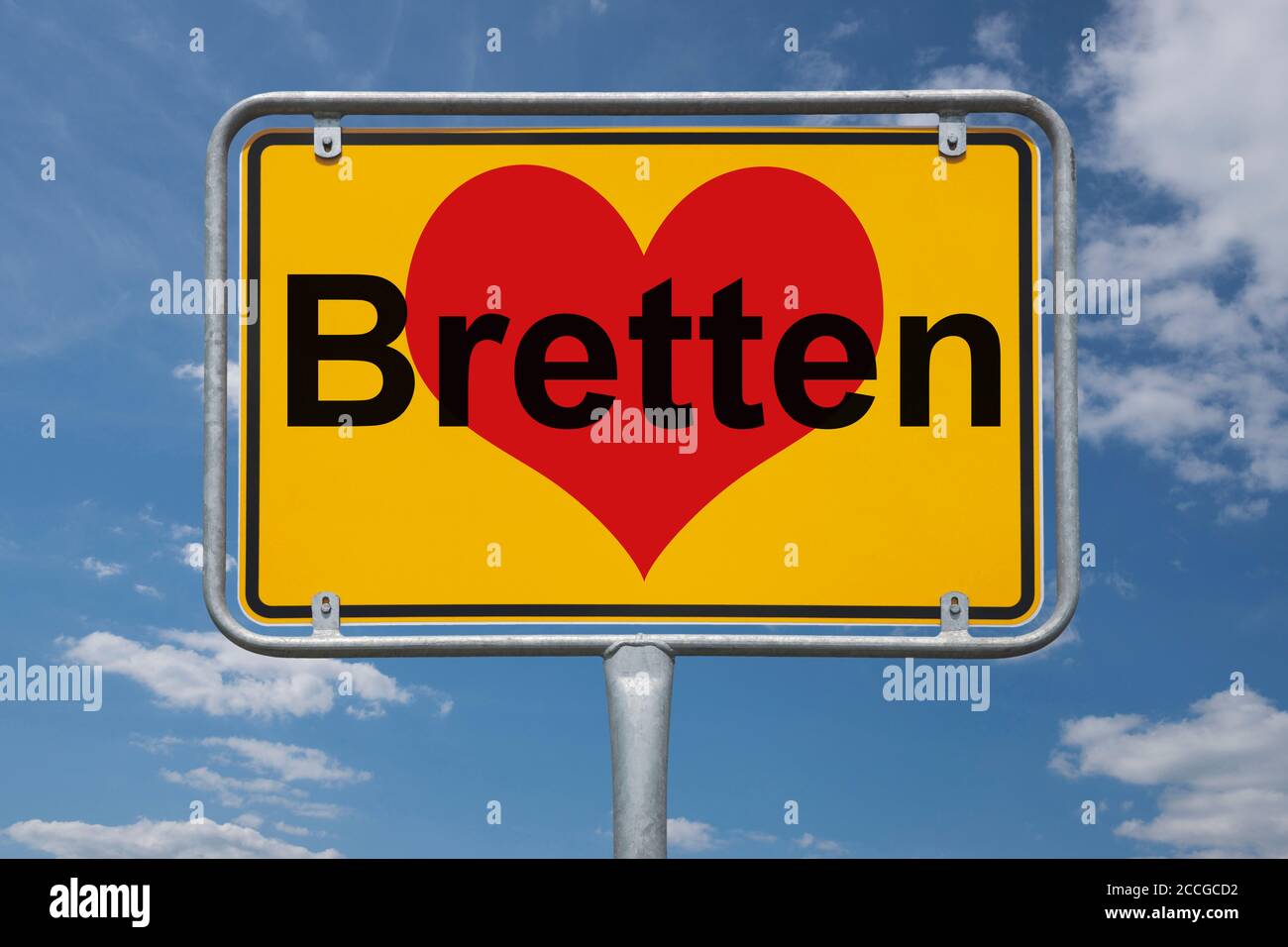 Ortstafel Bretten, Baden-Württemberg, Deutschland | Place name sign Bretten, Baden-Württemberg, Germany, Europe Stock Photo