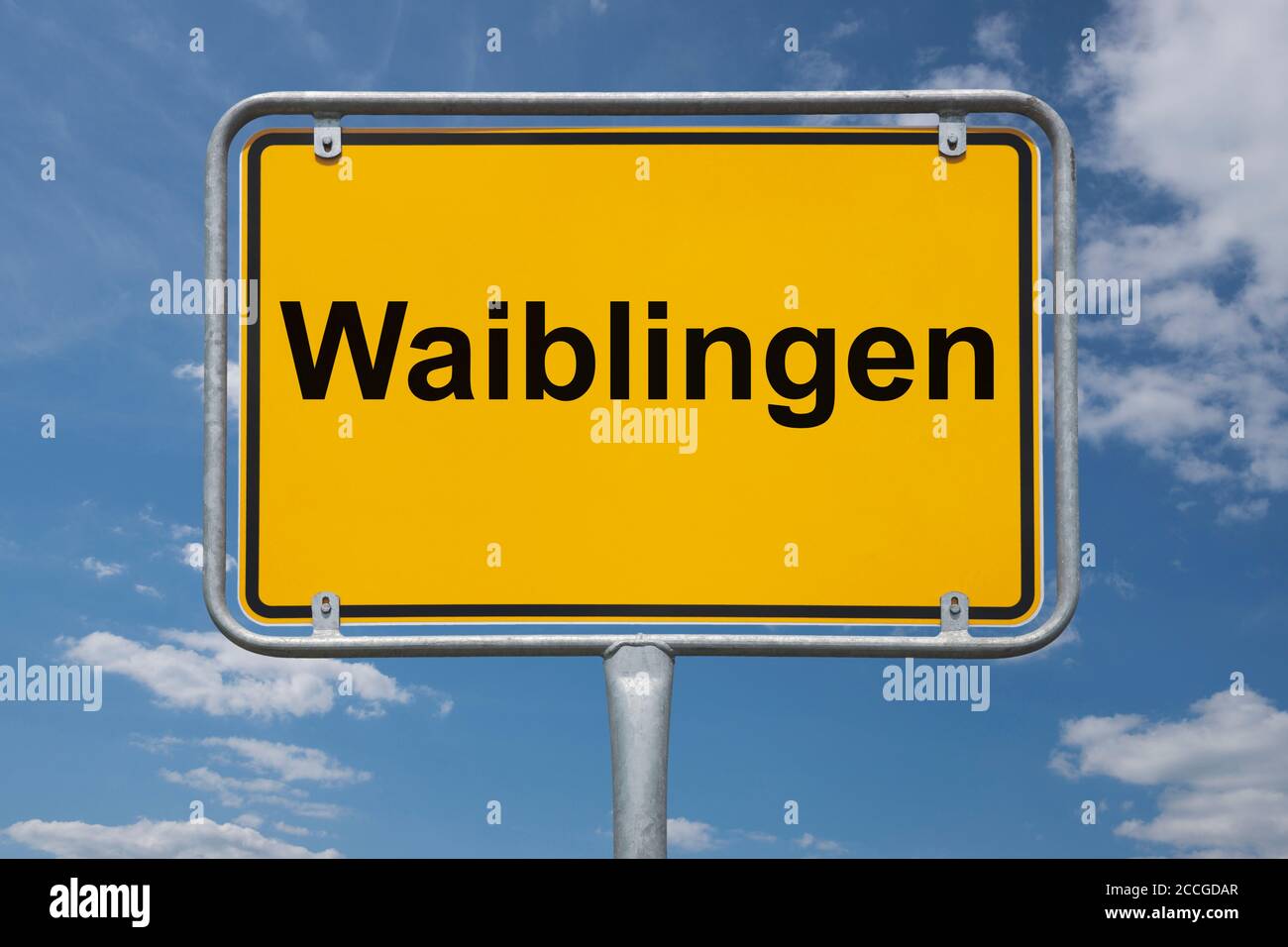 Ortstafel Waiblingen, Baden-Württemberg, Deutschland | Place name sign Waiblingen, Baden-Württemberg, Germany, Europe Stock Photo