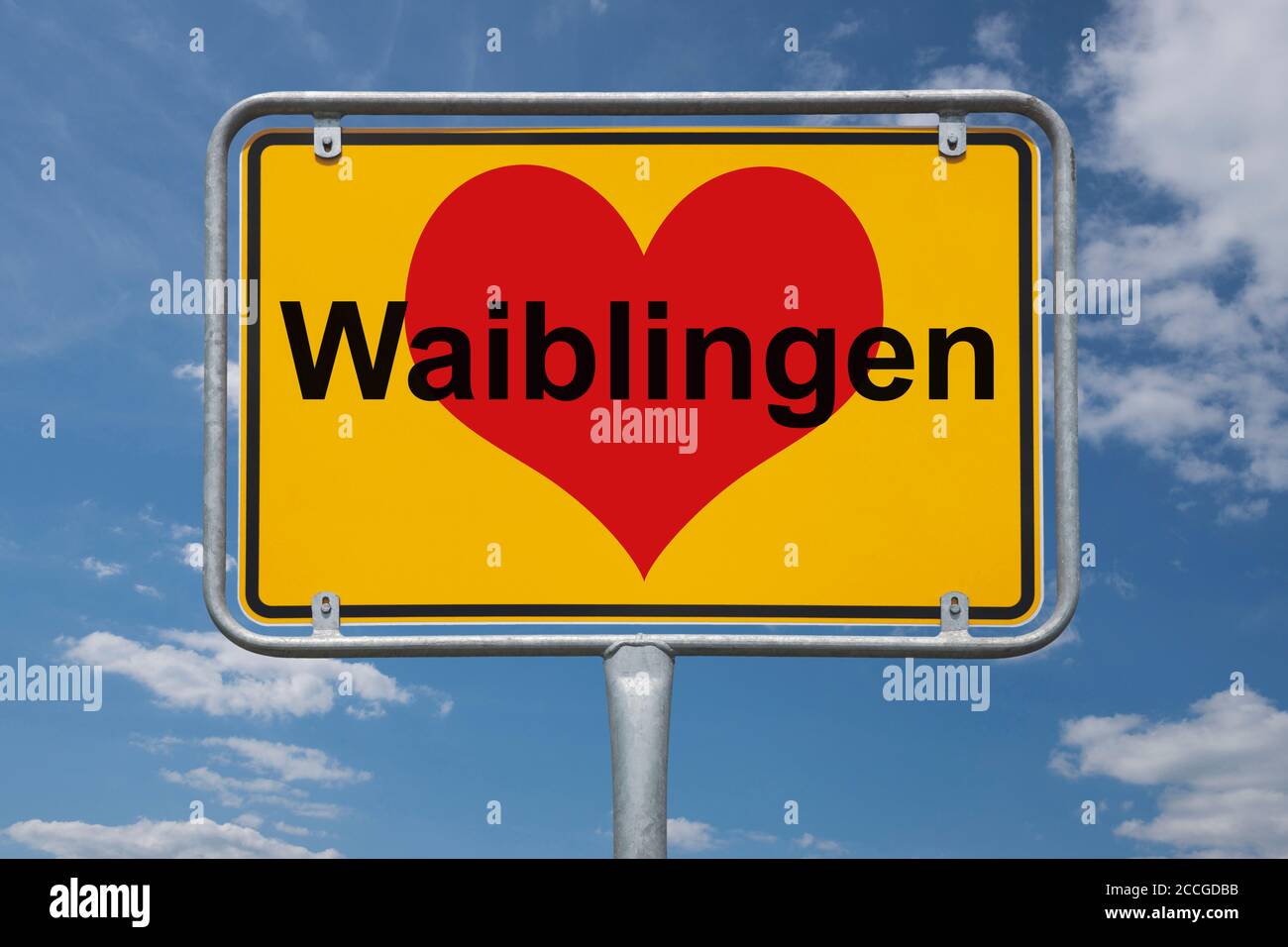 Ortstafel Waiblingen, Baden-Württemberg, Deutschland | Place name sign Waiblingen, Baden-Württemberg, Germany, Europe Stock Photo