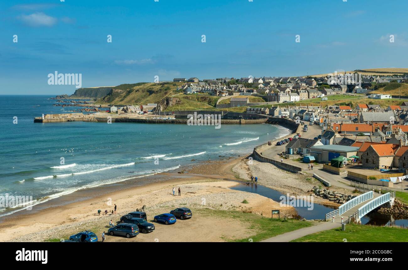 CULLEN MORAY COAST SCOTLAND HARBOUR AND HOUSES OF SEATOWN AREA WITH