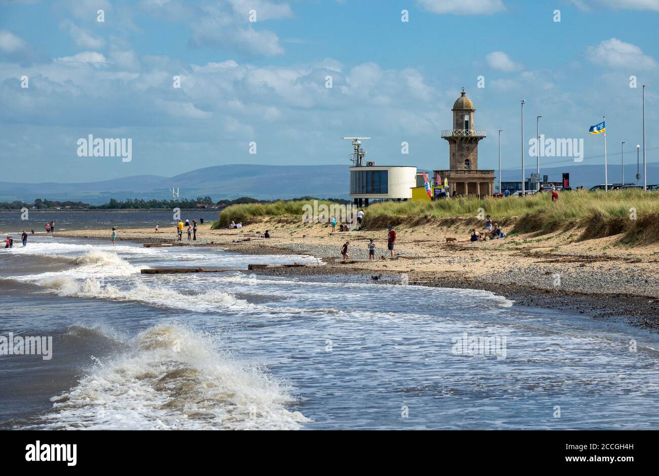 Lower lighthouse and radar training Building at Fleetwood Stock Photo