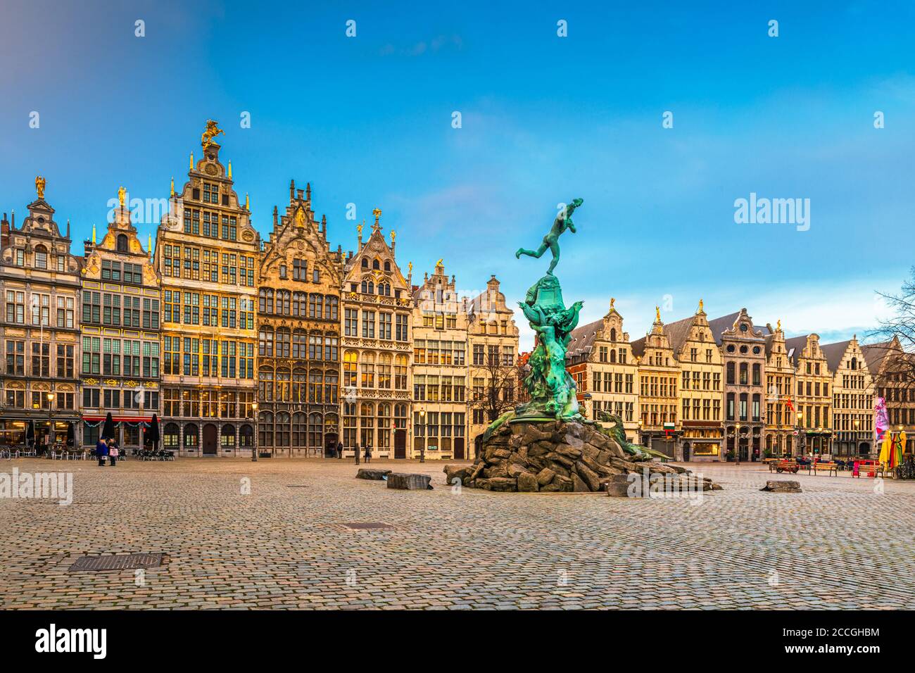 Grote Markt of Antwerp, Belgium at twilight. Stock Photo